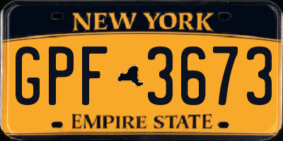 NY license plate GPF3673
