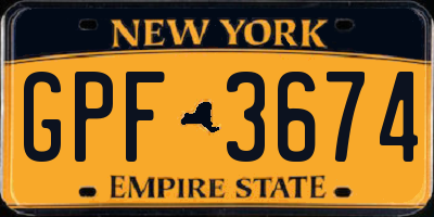 NY license plate GPF3674