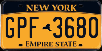 NY license plate GPF3680
