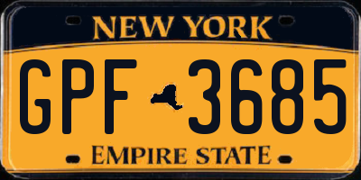 NY license plate GPF3685