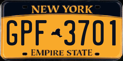 NY license plate GPF3701