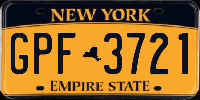 NY license plate GPF3721