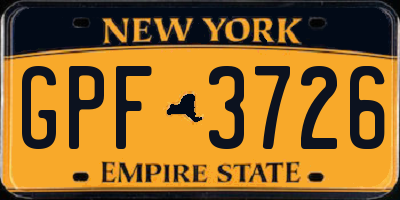 NY license plate GPF3726