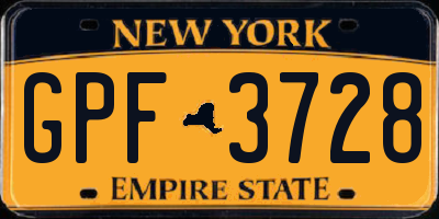 NY license plate GPF3728