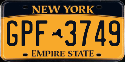 NY license plate GPF3749