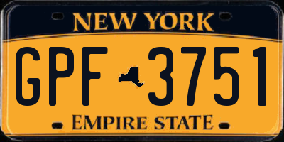 NY license plate GPF3751