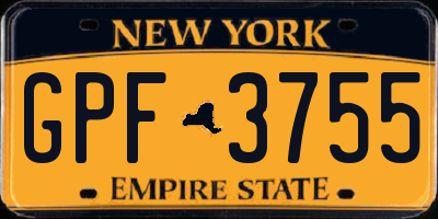 NY license plate GPF3755
