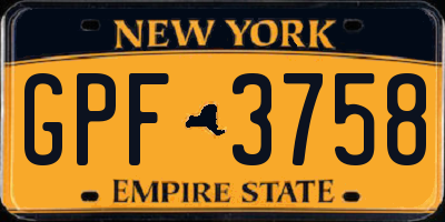 NY license plate GPF3758