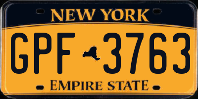 NY license plate GPF3763
