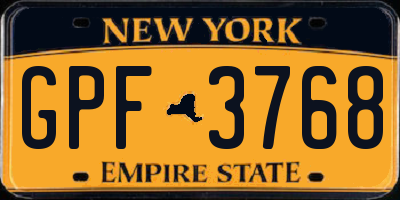 NY license plate GPF3768