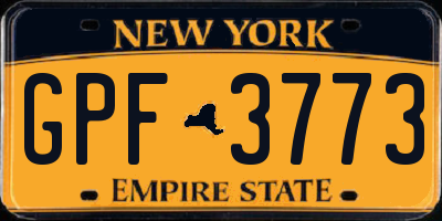 NY license plate GPF3773