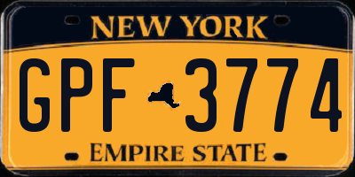 NY license plate GPF3774