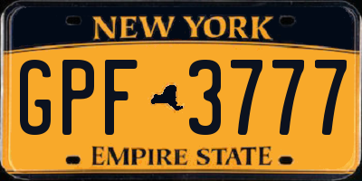 NY license plate GPF3777