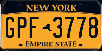 NY license plate GPF3778