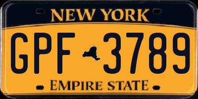 NY license plate GPF3789