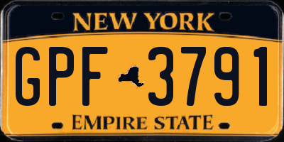 NY license plate GPF3791