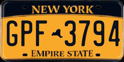 NY license plate GPF3794