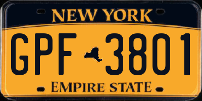 NY license plate GPF3801