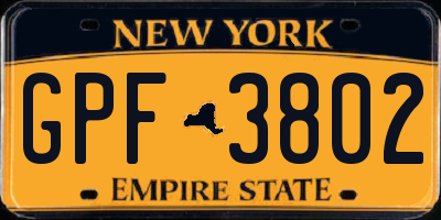 NY license plate GPF3802