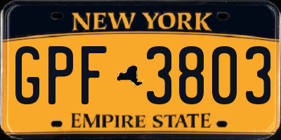 NY license plate GPF3803