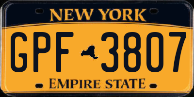 NY license plate GPF3807
