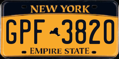 NY license plate GPF3820