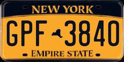 NY license plate GPF3840