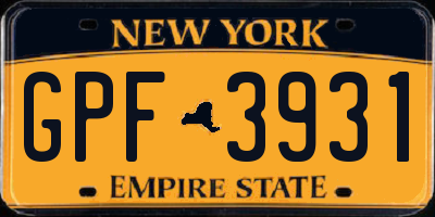 NY license plate GPF3931