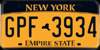 NY license plate GPF3934