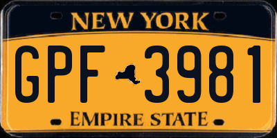 NY license plate GPF3981