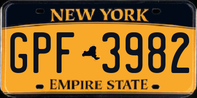 NY license plate GPF3982