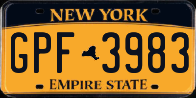 NY license plate GPF3983