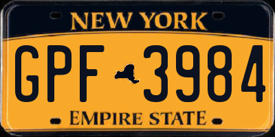 NY license plate GPF3984