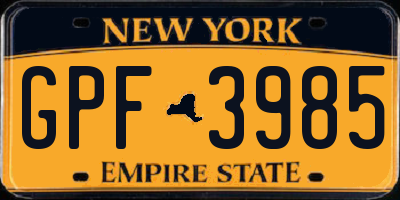 NY license plate GPF3985
