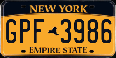 NY license plate GPF3986