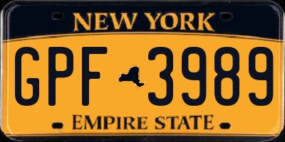 NY license plate GPF3989
