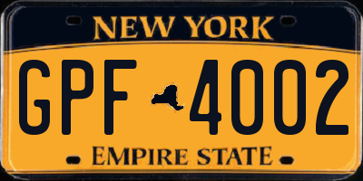 NY license plate GPF4002