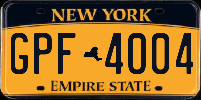 NY license plate GPF4004