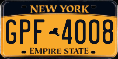 NY license plate GPF4008