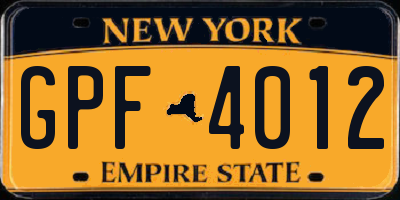 NY license plate GPF4012
