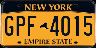 NY license plate GPF4015