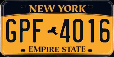 NY license plate GPF4016