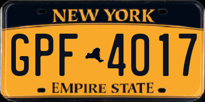 NY license plate GPF4017