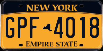 NY license plate GPF4018