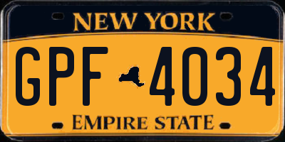 NY license plate GPF4034