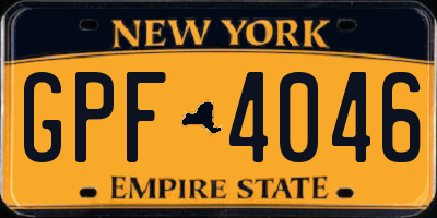 NY license plate GPF4046