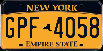 NY license plate GPF4058
