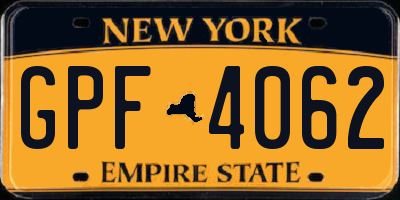NY license plate GPF4062