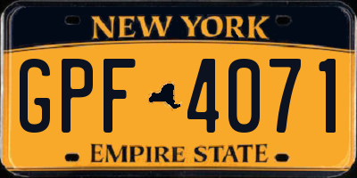NY license plate GPF4071