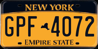 NY license plate GPF4072